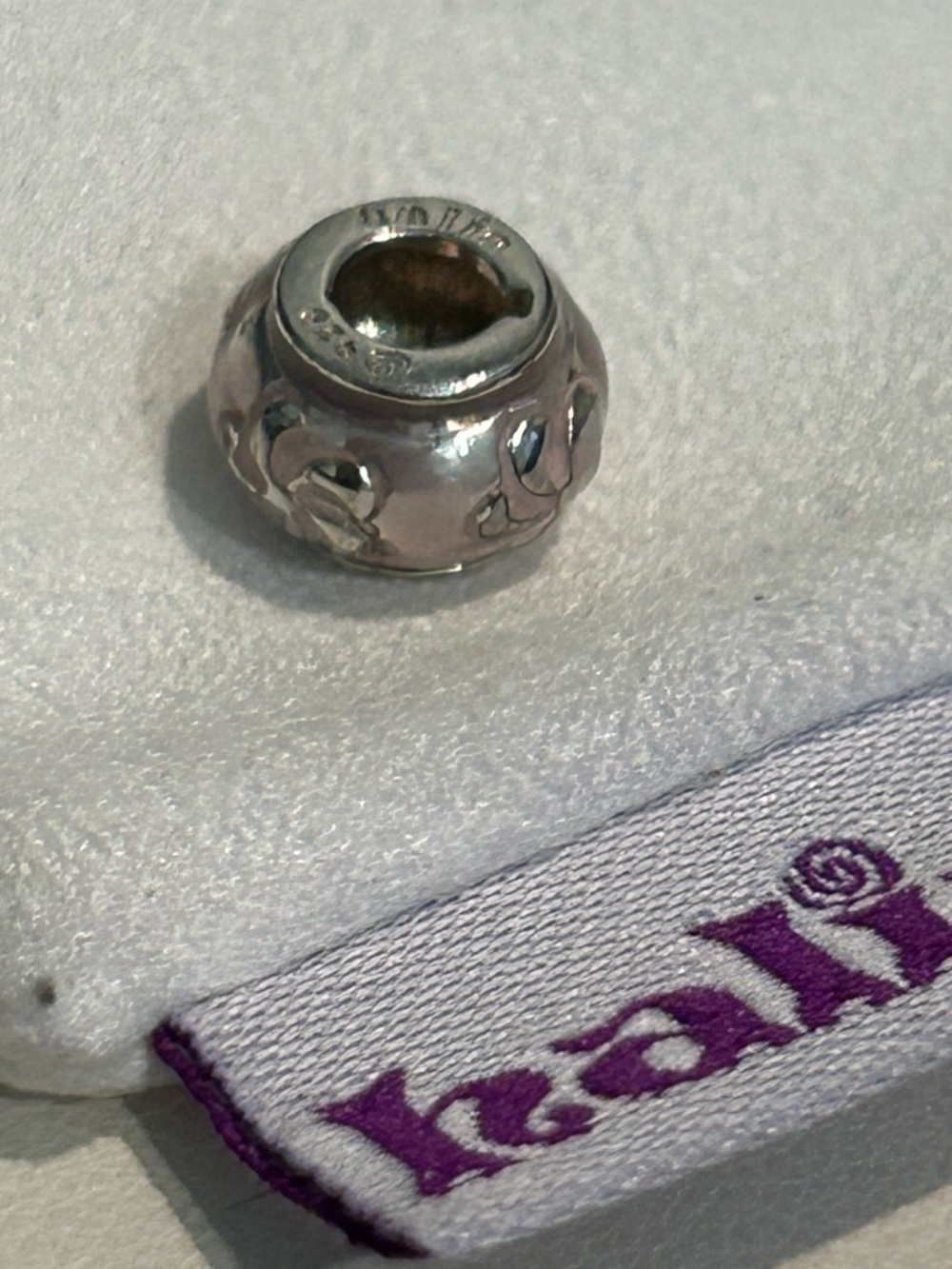 Pandora-style “Lavendar Pinwheels” - Sterling Silver/Pink Enamel